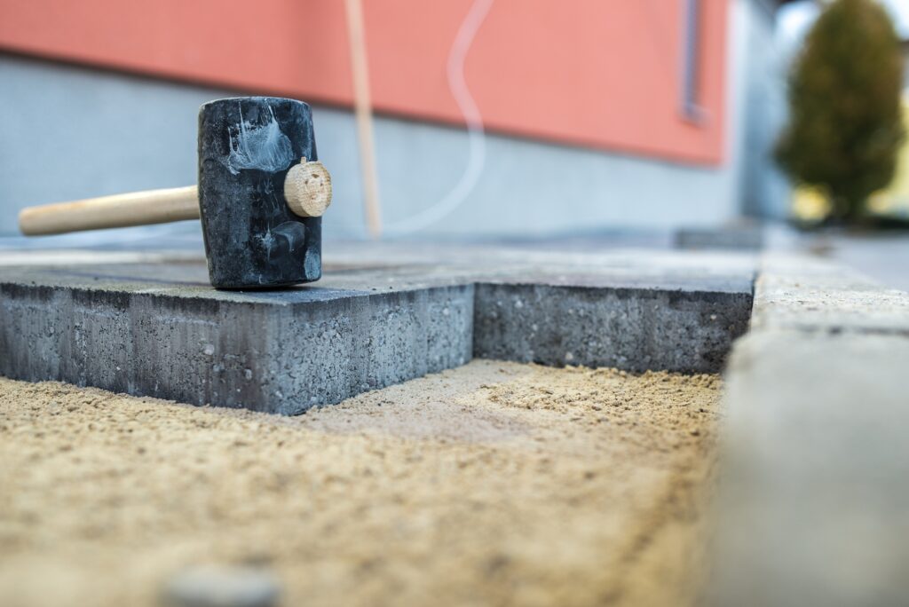 New paving bricks or stones